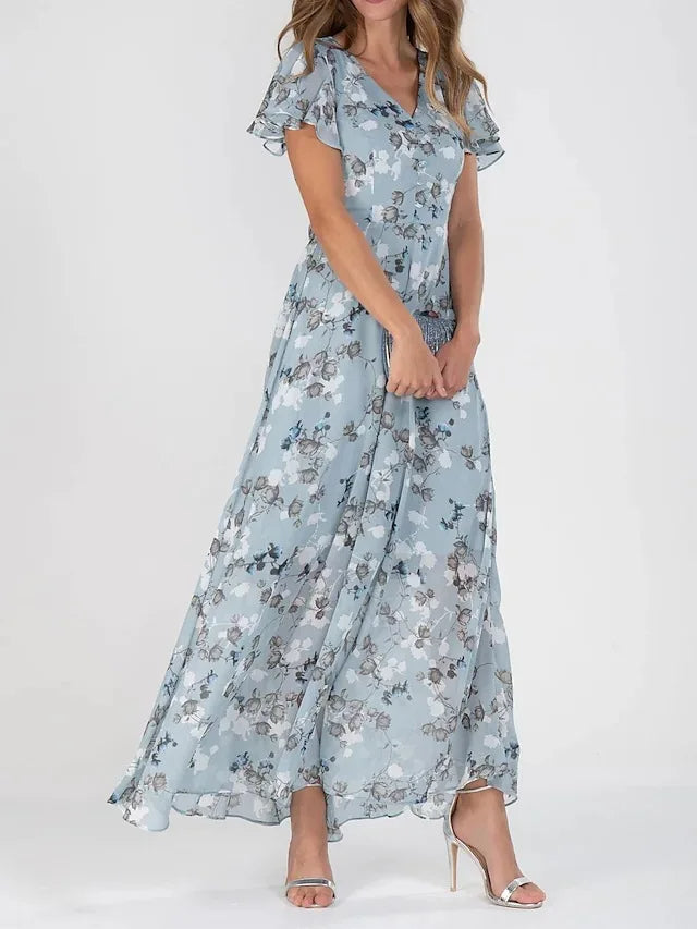 Viktorija - Eleganta vasaras gara kleita ar ziedu apdruku