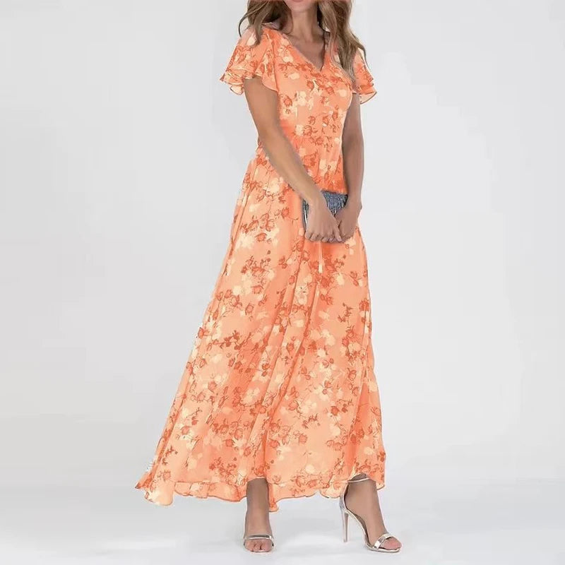Viktorija - Eleganta vasaras gara kleita ar ziedu apdruku