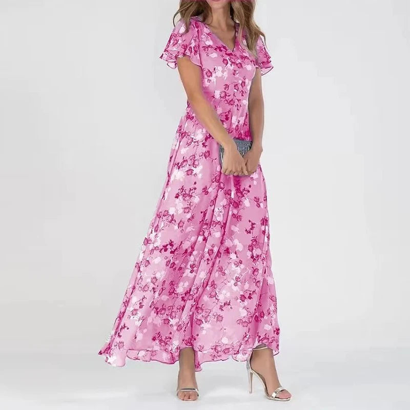 Viktorija - Eleganta vasaras gara kleita ar ziedu apdruku